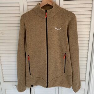Salewa Men's Fleece Jacket Full Zip "Engineered in the Dolomites" Tan Size US M